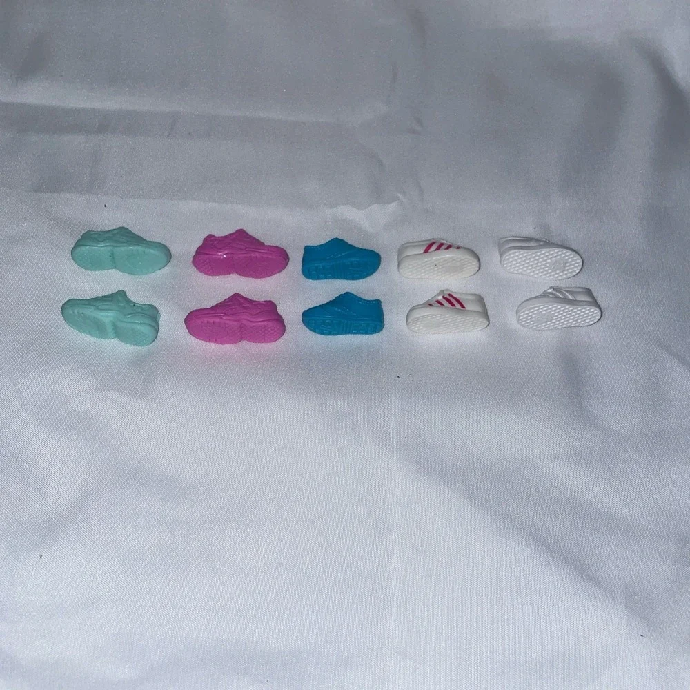 Barbie Doll Shoe Lot‎ 5 Pairs Sneakers Pink Blue White Mint Green Athletic Shoes